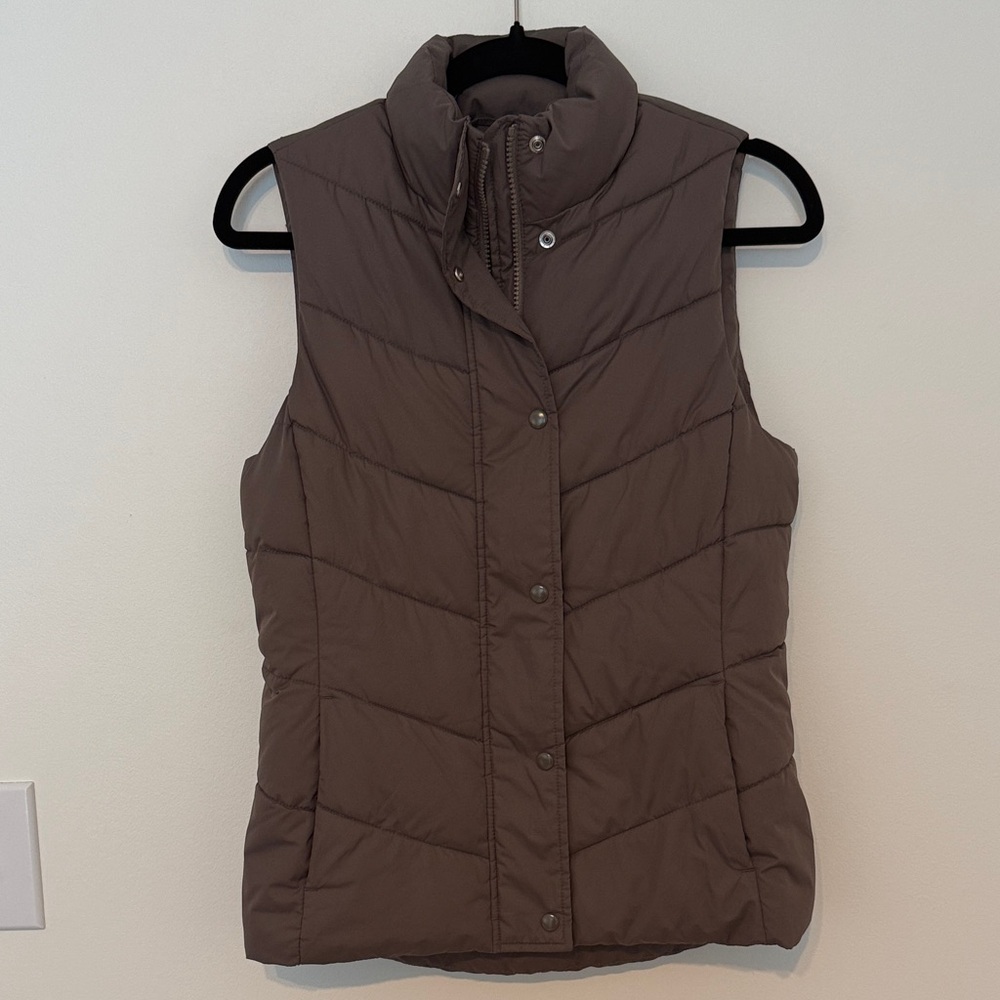 Gap Puffer Vest Brown Chevron Quilted Sleeveless Jacket XS